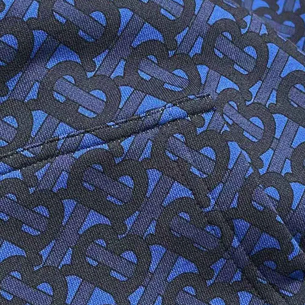 Burberry Monogram Print Cotton Hoodie for Women in Navy Burberry Monogram Print Cotton Hoodie for Women in Navy