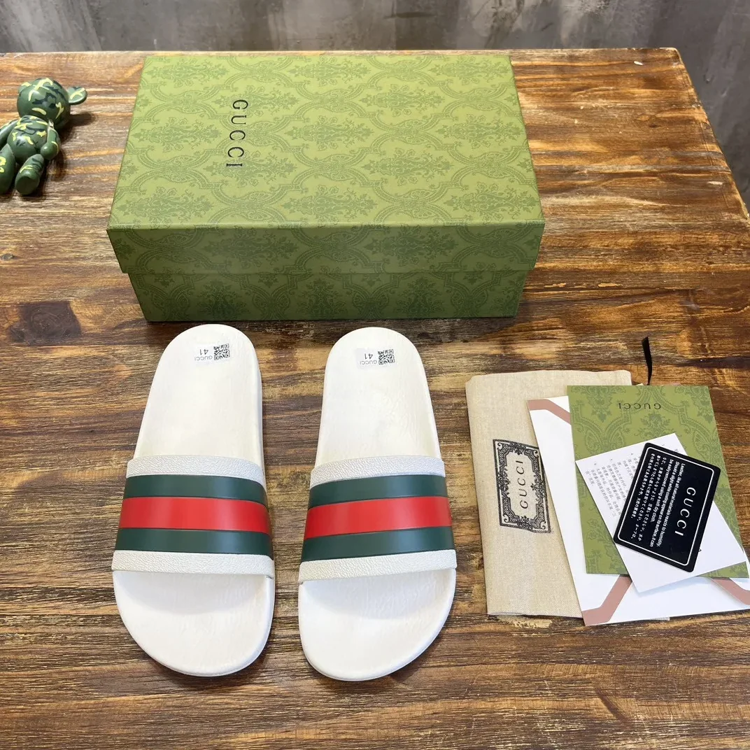 Gucci Web Rubber Slide Sandal White Gucci Web Rubber Slide Sandal White