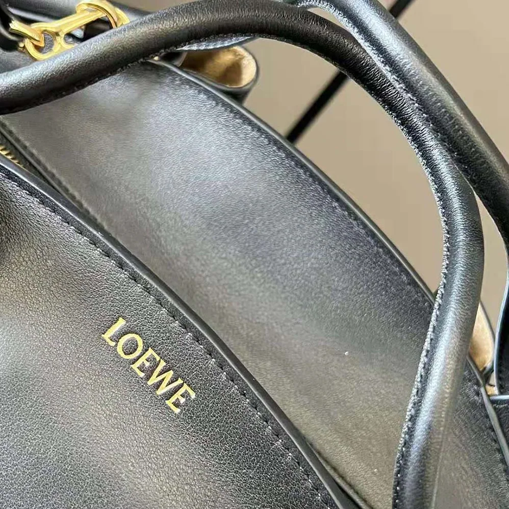 Loewe Small Paseo Bag in Shiny Nappa Calfskin for Women in Black
