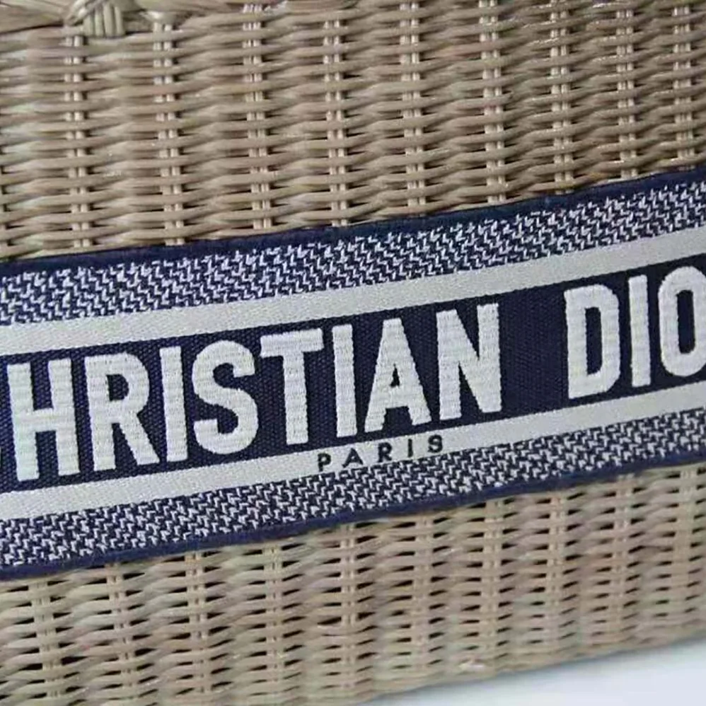 Dior Dior Wicker Basket Bag Blue Dior Oblique Jacquard and Natural Wicker for Women Dior Dior Wicker Basket Bag Blue Dior Oblique Jacquard and Natural Wicker for Women