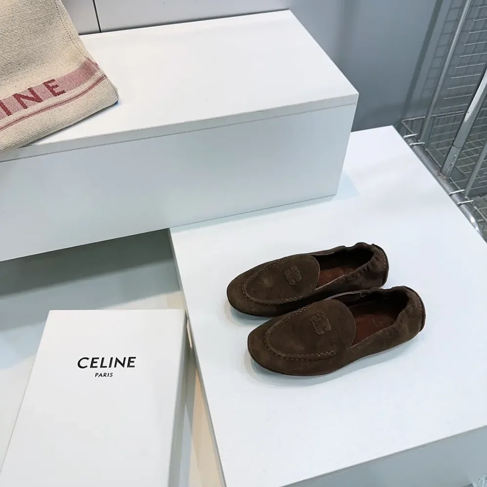 Celine Adam Loafer In Suede Calfskin for Unisex in Chocolate