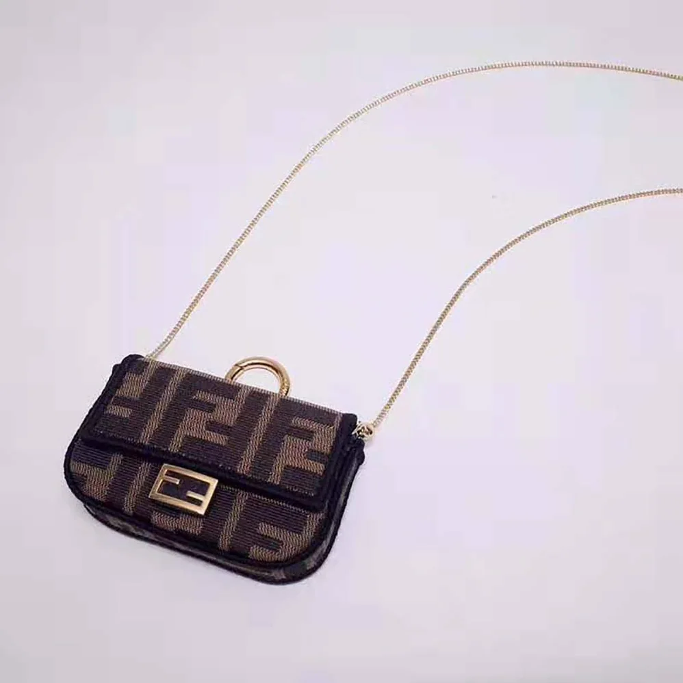 Fendi Nano Baguette Charm Brown Fabric Charm for Women Fendi Nano Baguette Charm Brown Fabric Charm for Women
