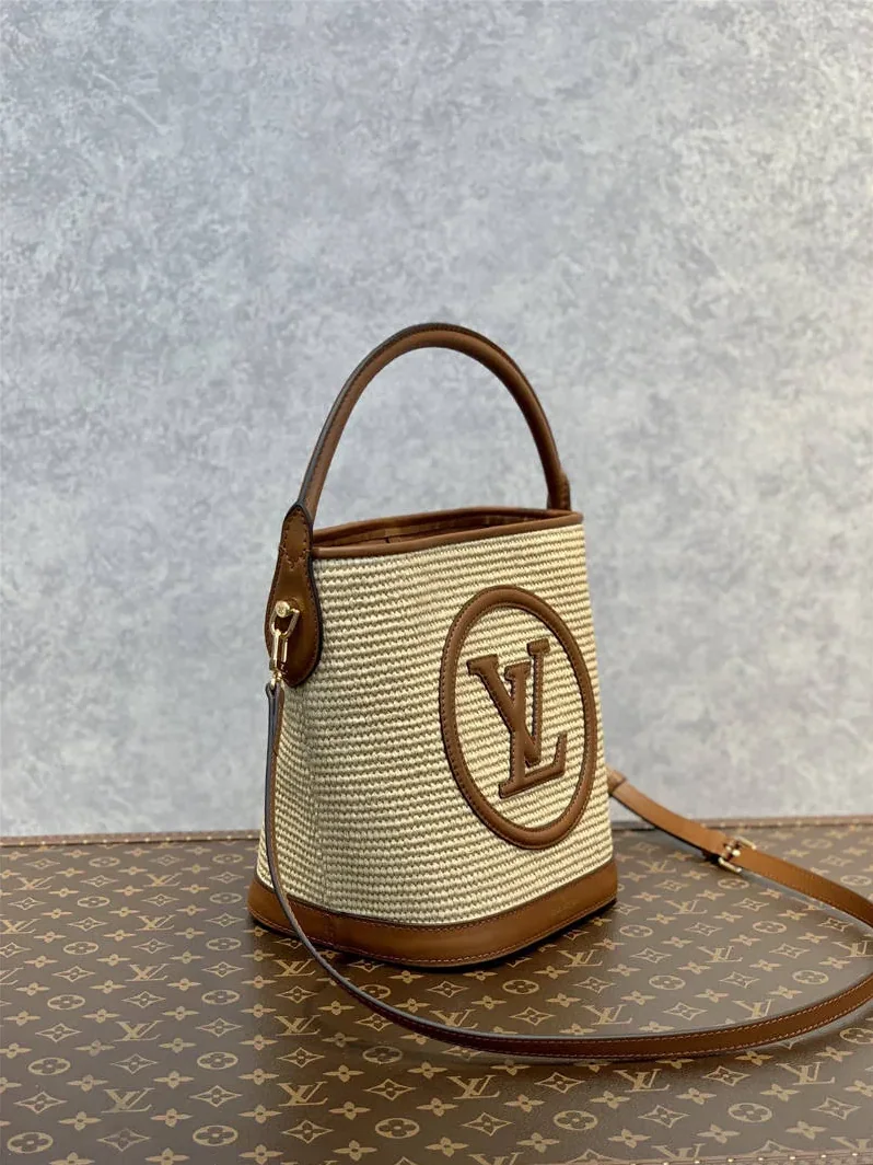 Louis Vuitton Petit Bucket Raffia Beige / LV Louis Vuitton Petit Bucket Raffia Beige / LV