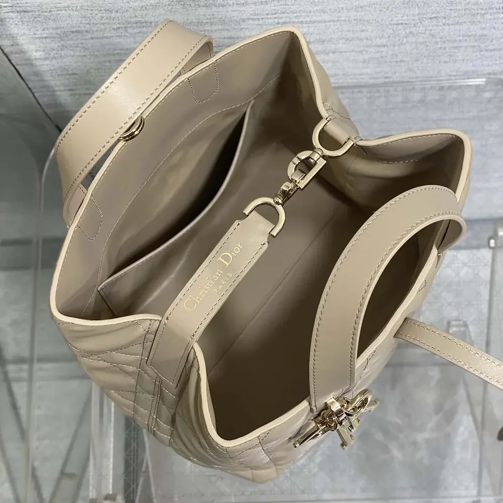 Dior Medium Dior Toujours Vertical Tote Bag Powder Beige Macrocannage Calfskin for Women