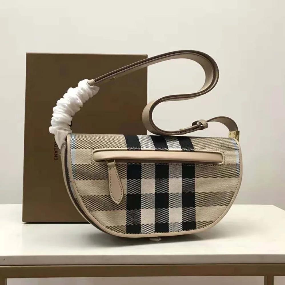 Burberry Small Check Canvas and Leather Olympia Bag for Women