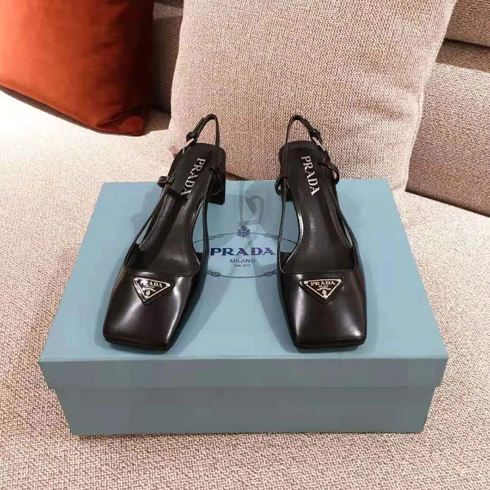 Prada Naplak Leather Slingbacks in 55 mm Heel for Women in Black