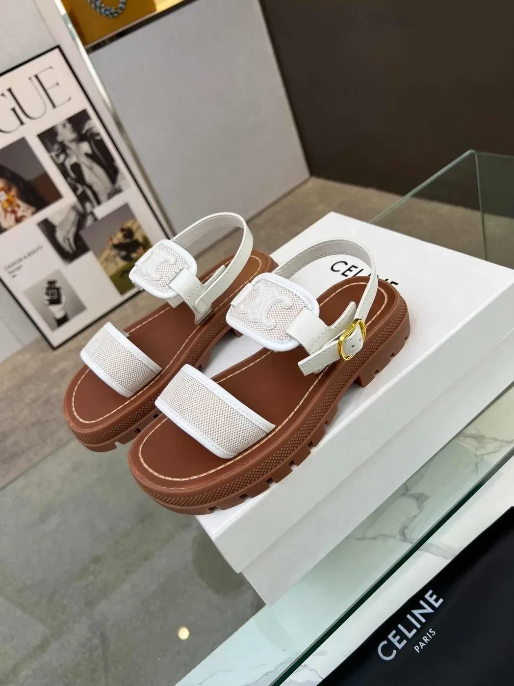Celine Clea Triomphe Sandal White Celine Clea Triomphe Sandal White