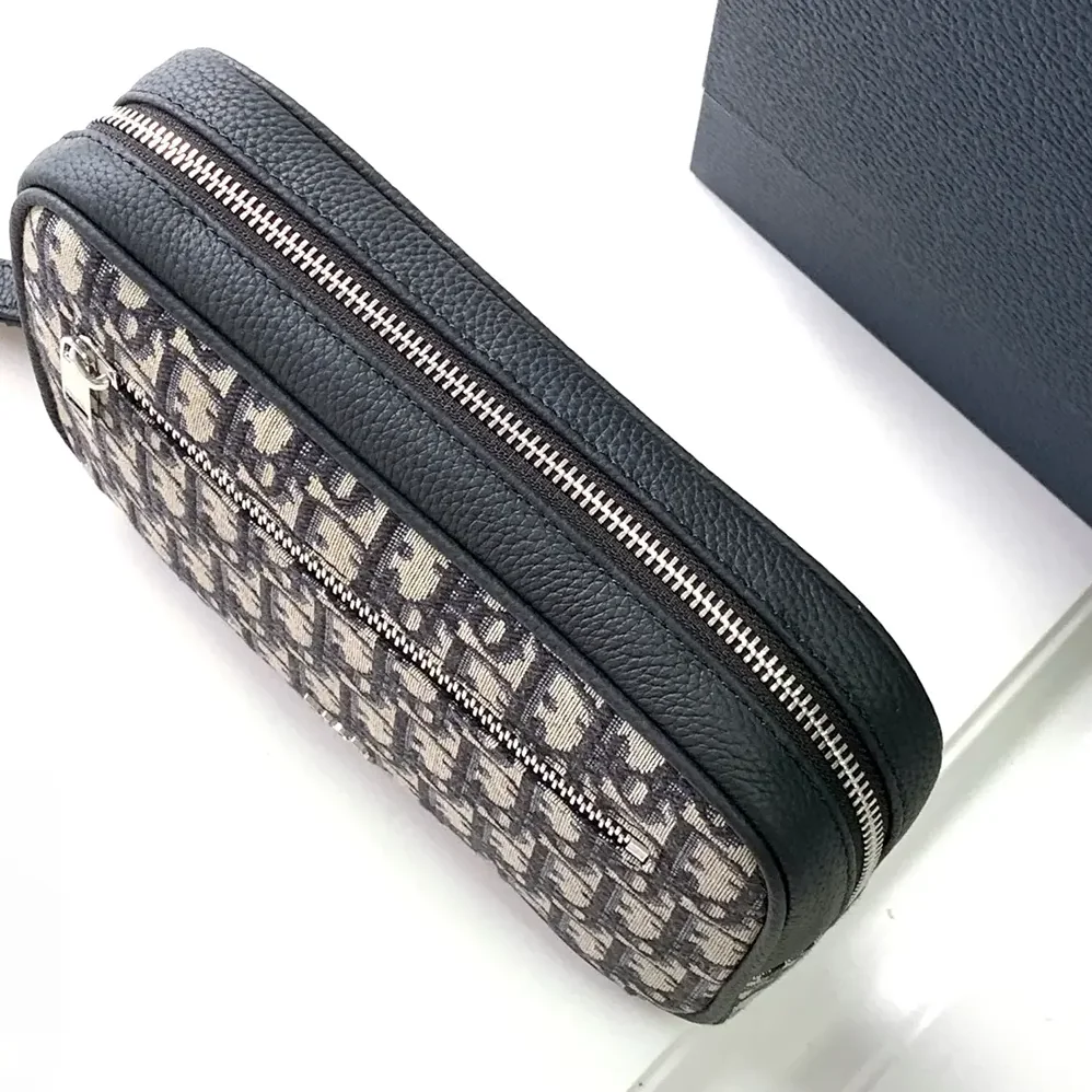Dior Toiletry Bag Beige and Black Dior Oblique Jacquard for Men Dior Toiletry Bag Beige and Black Dior Oblique Jacquard for Men