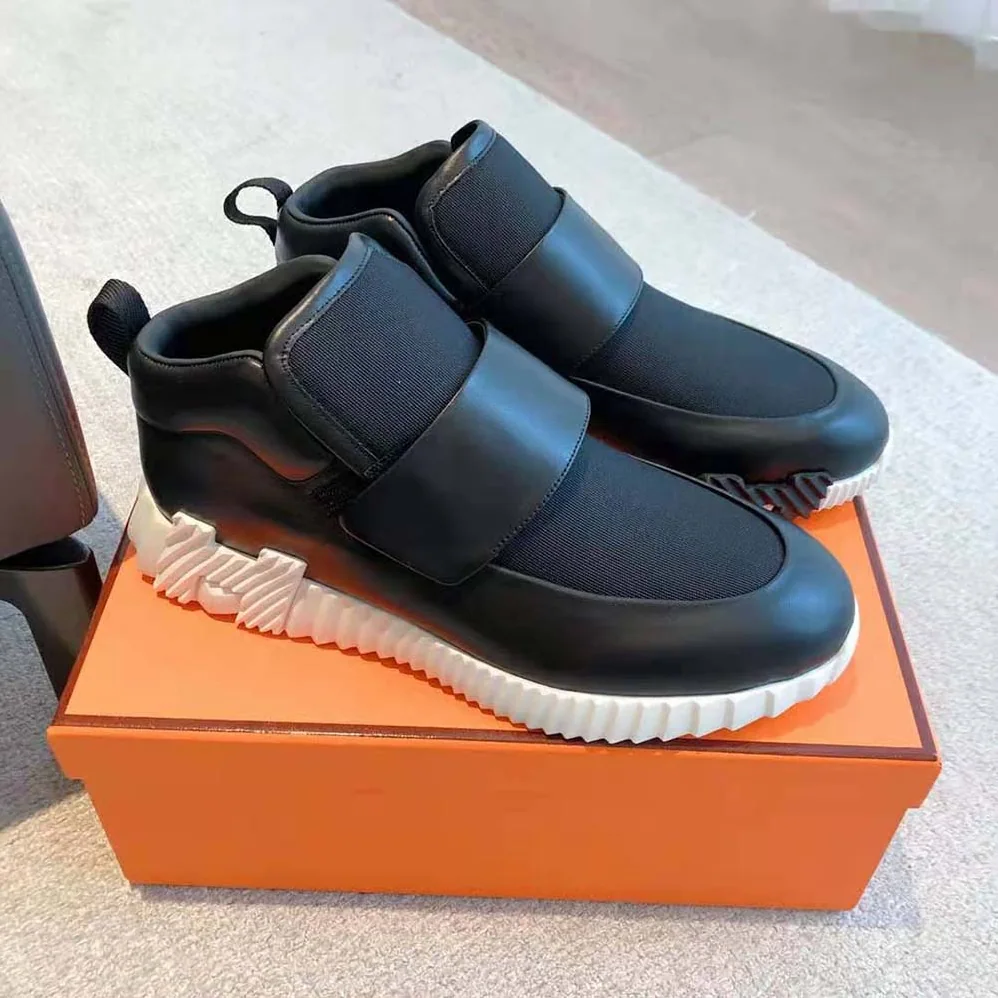 Hermes H Sneaker in Stretch Canvas and Calfskin for Men in Black