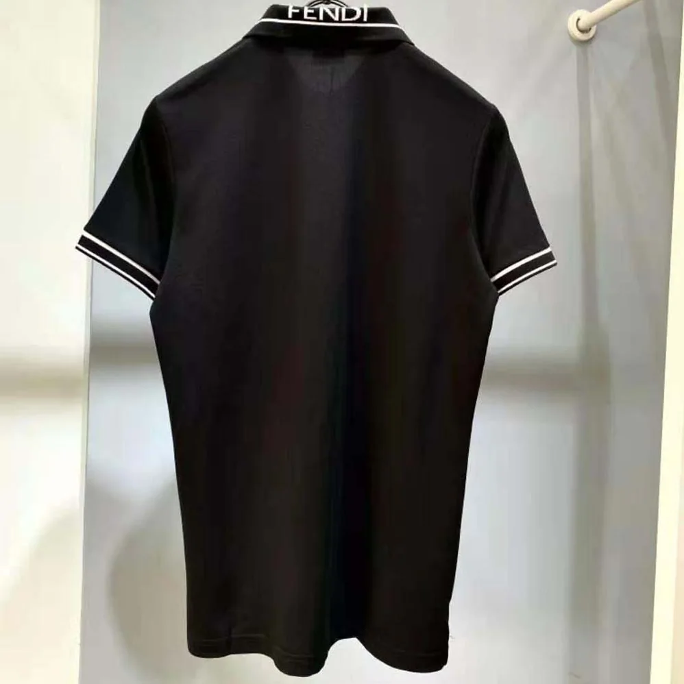 Fendi Polo Shirt Black Pique Sweater for Men Fendi Polo Shirt Black Pique Sweater for Men