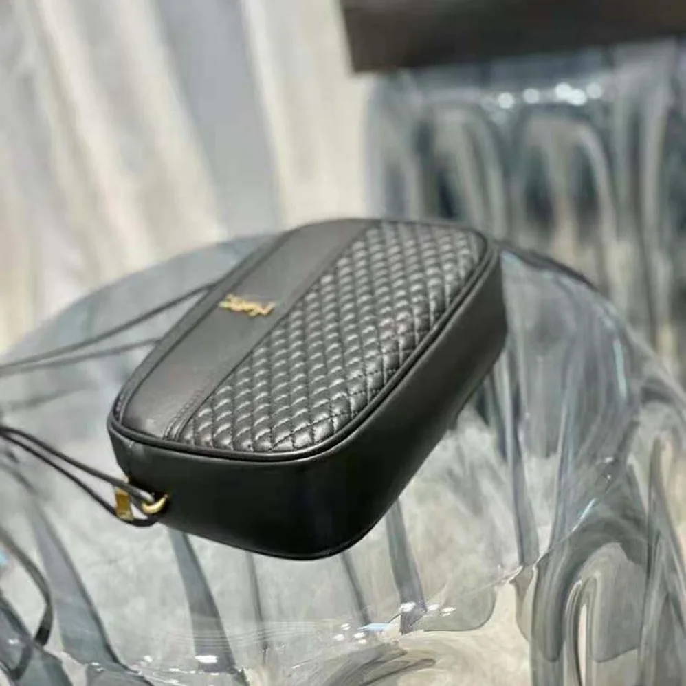 Saint Laurent YSL Victoire Camera Bag in Quilted Lambskin for Women in Black