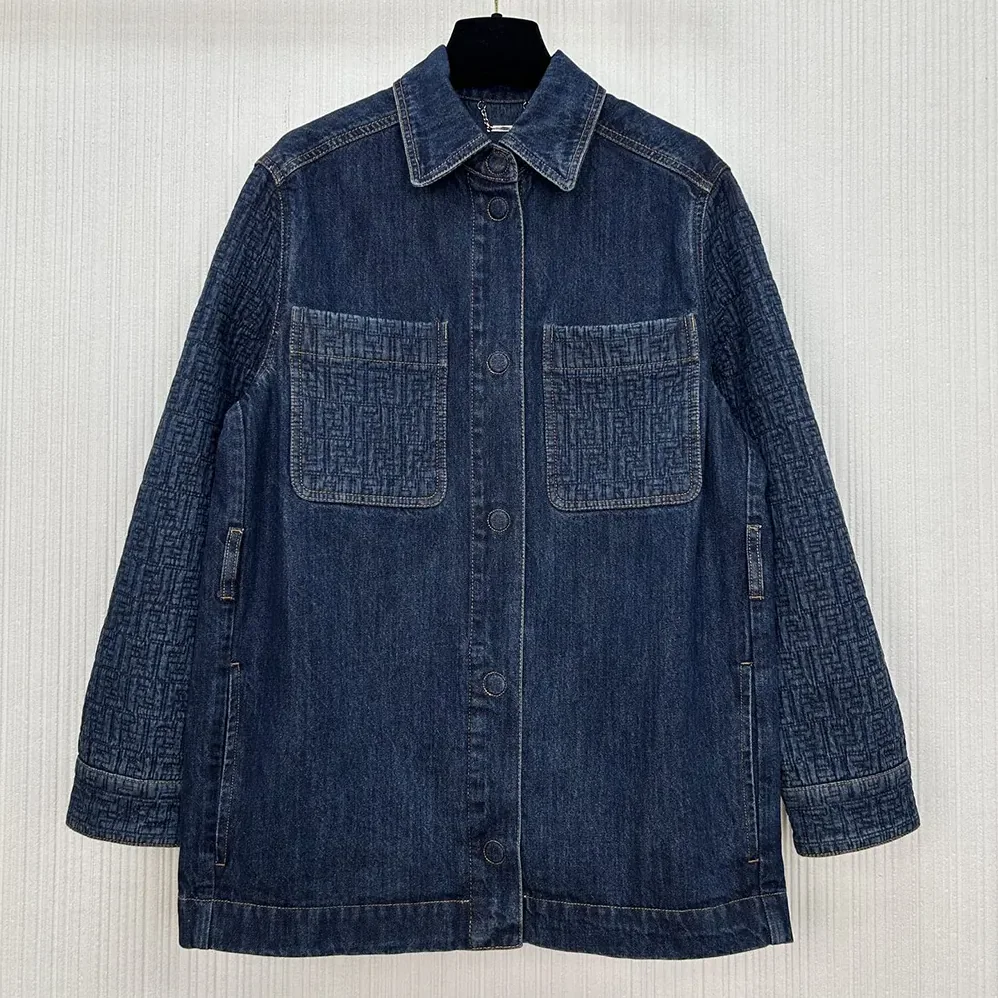 Fendi Dark Blue Denim Go for Women in To Jacket