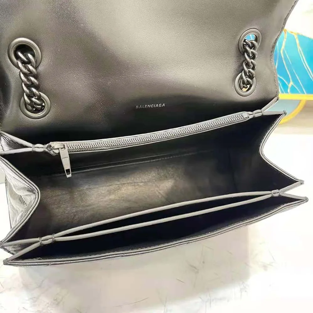 Balenciaga Crush Medium Chain Bag Quilted in Black for Women Balenciaga Crush Medium Chain Bag Quilted in Black for Women