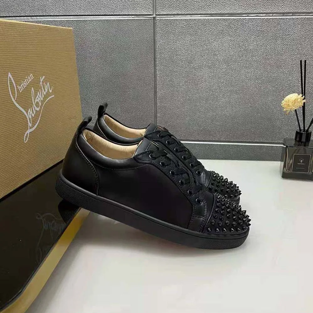 Christian Louboutin Louis Junior Spikes for Men in Black Christian Louboutin Louis Junior Spikes for Men in Black