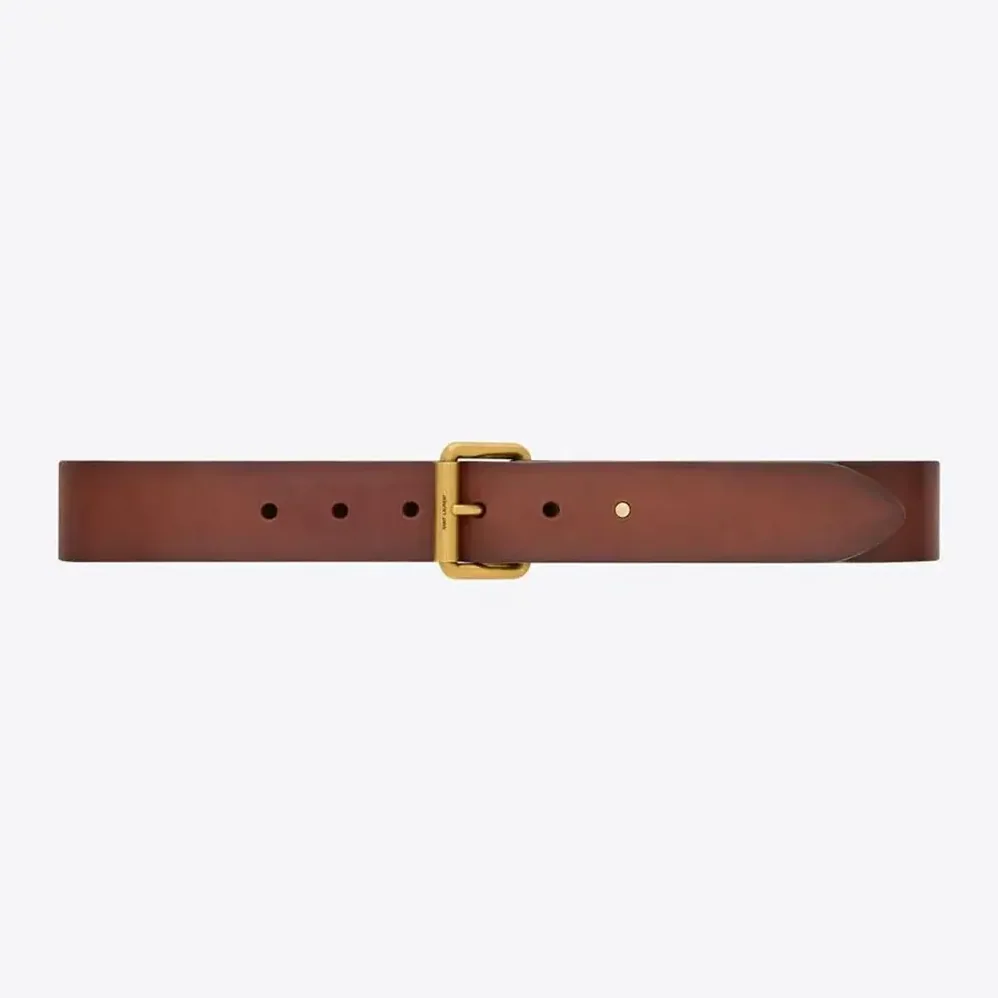 Saint Laurent YSL Motorcycle Belt in Leather for Unisex