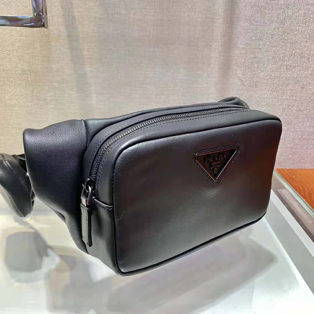 Prada Leather Shoulder Bag for Men in Black Prada Leather Shoulder Bag for Men in Black