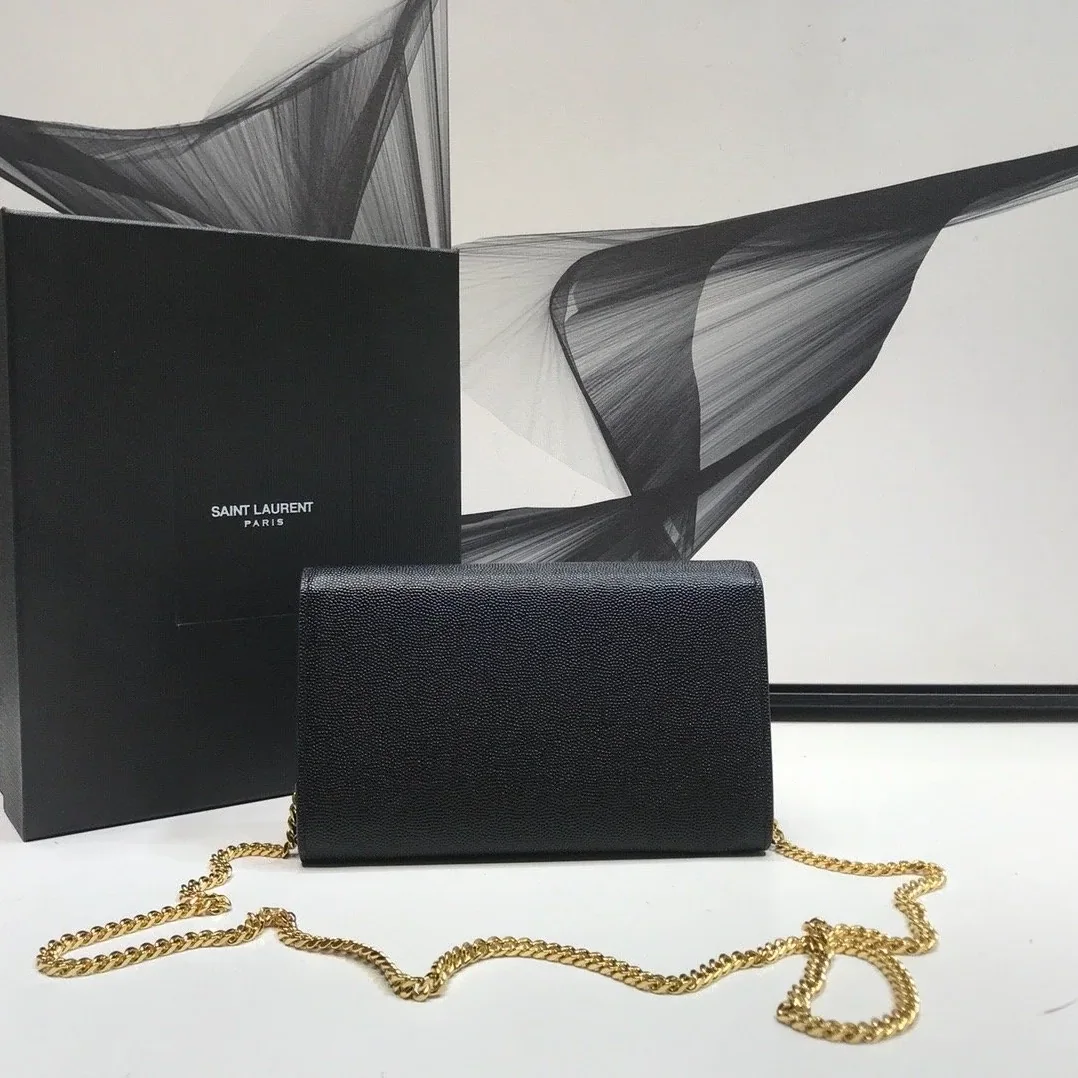Saint Laurent Uptown Chain Wallet Black in YSL Saint Laurent Uptown Chain Wallet Black in YSL