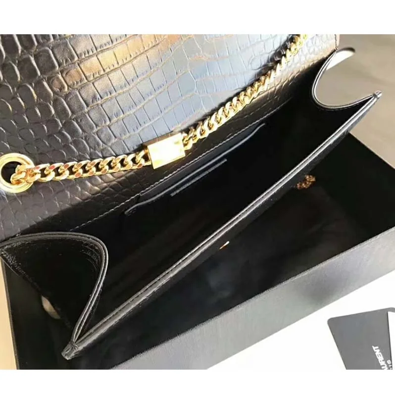 Saint Laurent YSL Kate Small Tassel Embossed Crocodile Shiny for Women in Gold Saint Laurent YSL Kate Small Tassel Embossed Crocodile Shiny for Women in Gold
