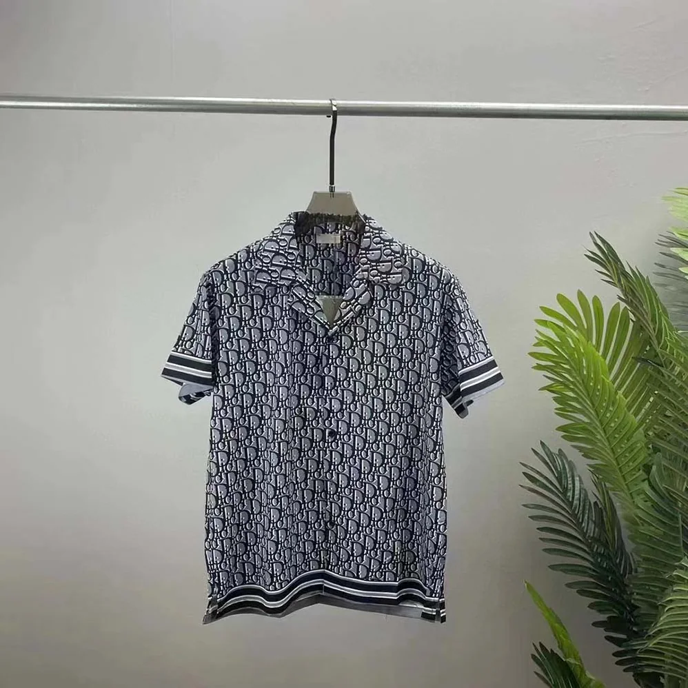 Dior Chez Moi Short-Sleeved Shirt Blue Dior Oblique Silk Twill for Men Dior Chez Moi Short-Sleeved Shirt Blue Dior Oblique Silk Twill for Men