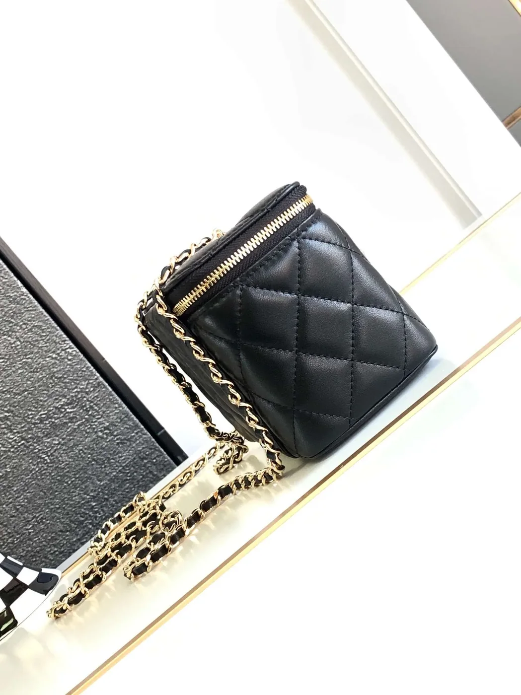Chanel Vanity Case Shoulder Bag in Black Gold Hardware Chanel Vanity Case Shoulder Bag in Black Gold Hardware