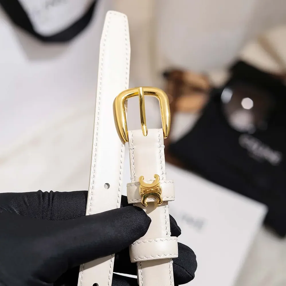 Celine Vivienne Belt 25Mm In Taurillon Leather for Women in White Celine Vivienne Belt 25Mm In Taurillon Leather for Women in White