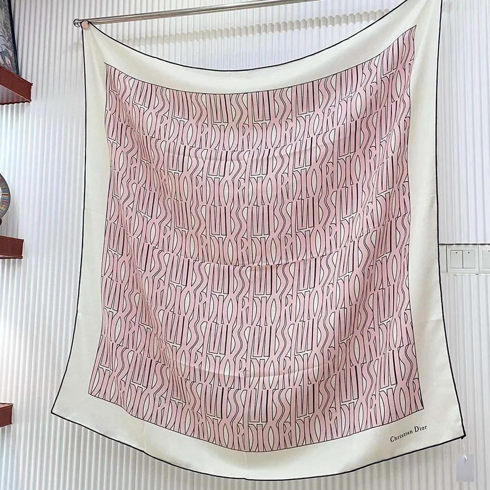 Dior Miss Dior Allover 90 Square Scarf White and Pale Pink Silk Twill for Unisex Dior Miss Dior Allover 90 Square Scarf White and Pale Pink Silk Twill for Unisex
