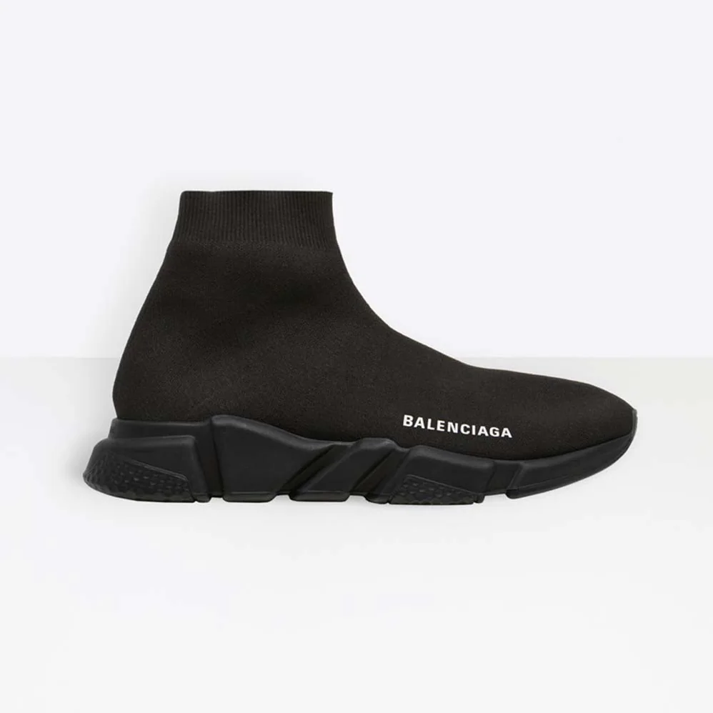Balenciaga Speed Trainers Stretch Knit Trainers Black Textured Sole for Women