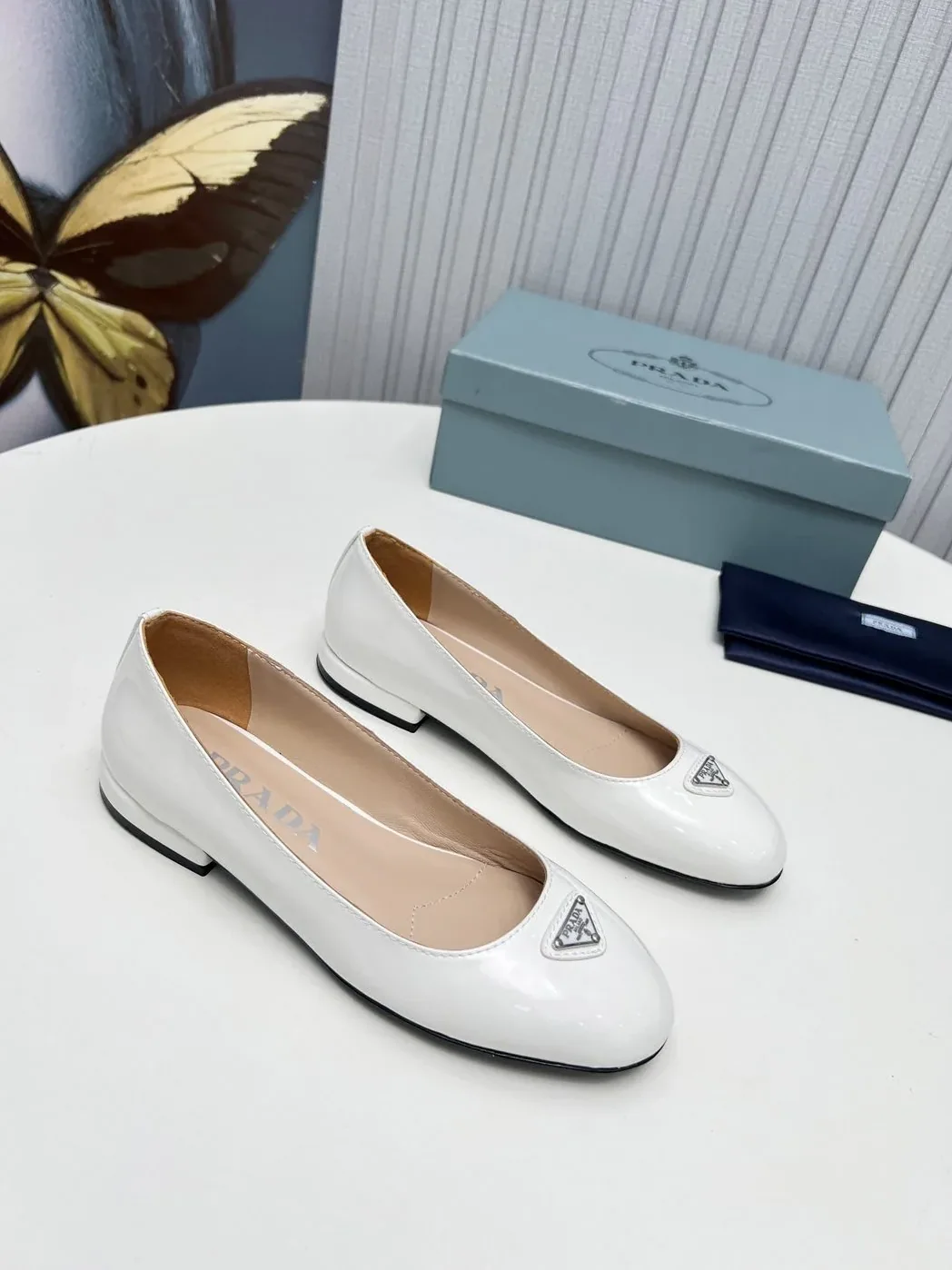 Prada Patent Ballerinas White 1F200N_069_F0304_F_015 Prada Patent Ballerinas White 1F200N_069_F0304_F_015