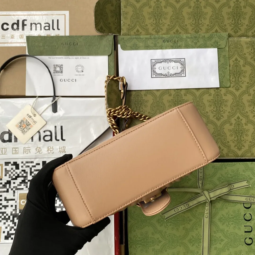 Gucci GG Marmont Mini Top Handle Bag Beige Gucci GG Marmont Mini Top Handle Bag Beige