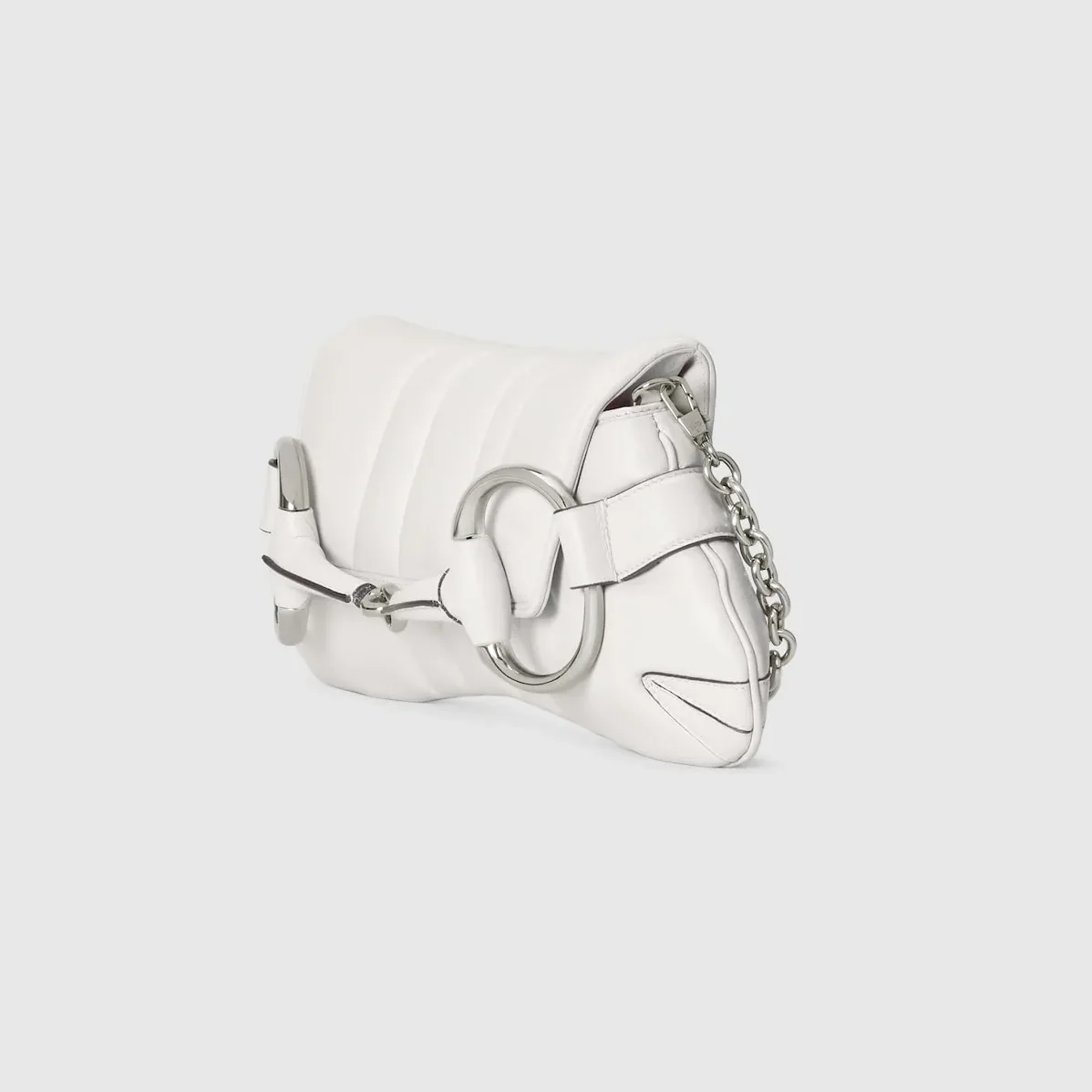 Gucci Horsebit Chain Medium Shoulder Bag White 15 Inches/