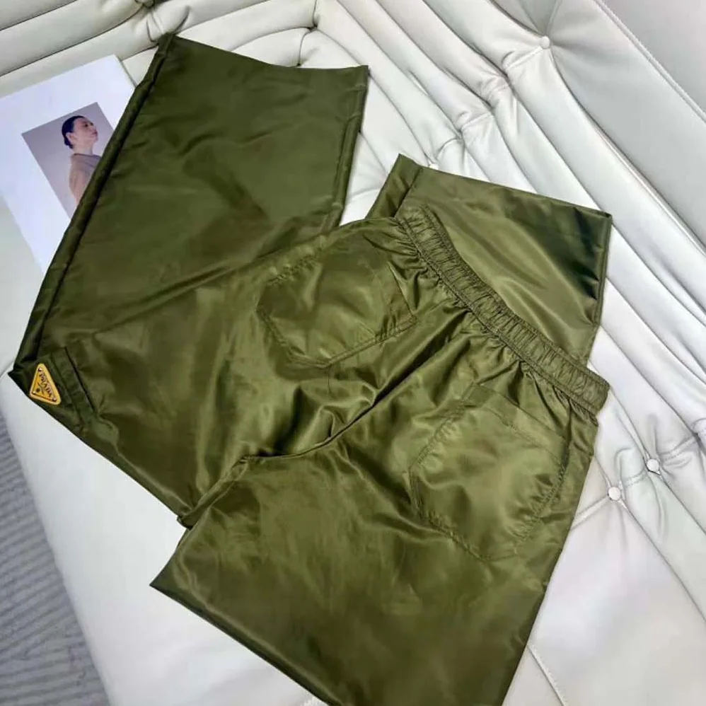 Prada Re-Nylon Pants for Women in Green Prada Re-Nylon Pants for Women in Green