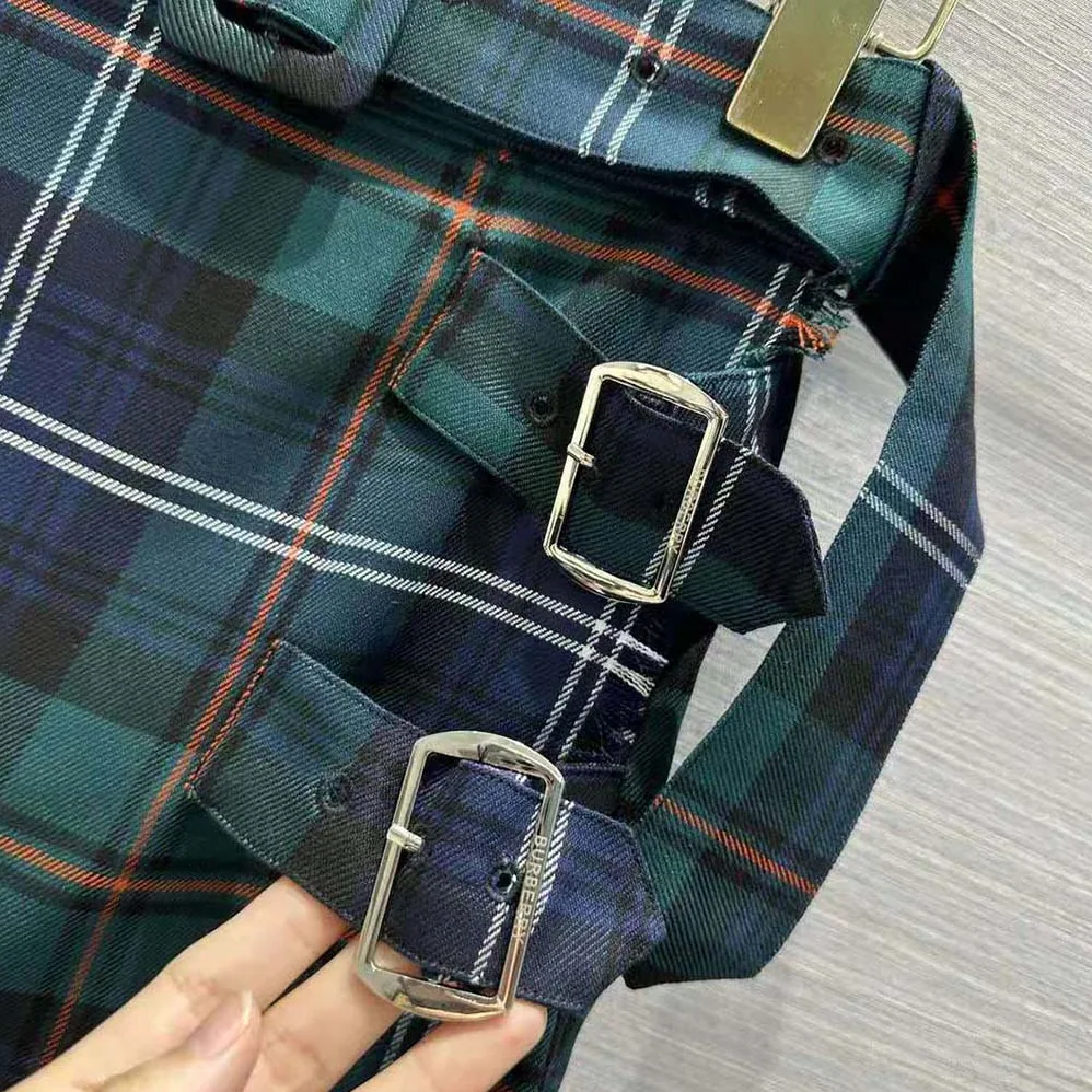 Burberry Pleated Panel Check Wool Belted Kilt for Women Burberry Pleated Panel Check Wool Belted Kilt for Women