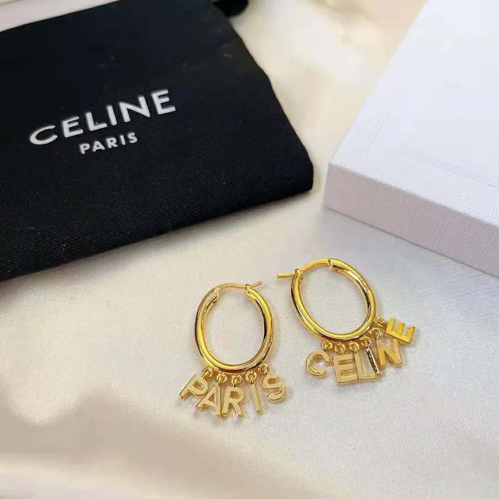 Celine Paris Hoops in Brass with Gold Finish for Women