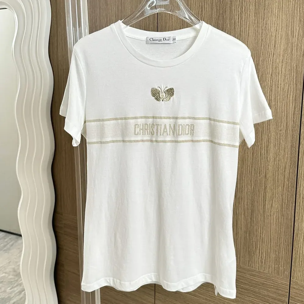 Dior Embroidered T-Shirt in White Cotton Jersey for Women