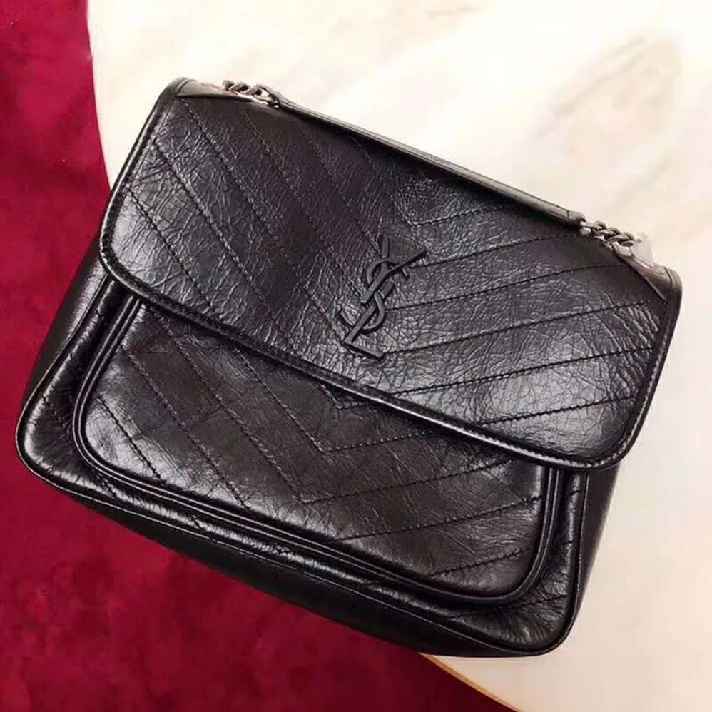Saint Laurent YSL Niki Large in Vintage Leather for Women in Black