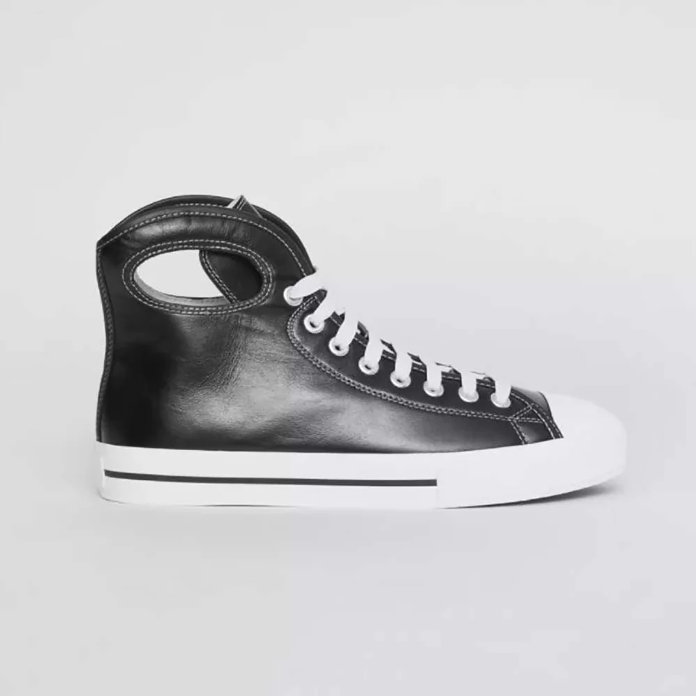 Burberry Porthole Detail Leather High-top Sneakers for Men in Black