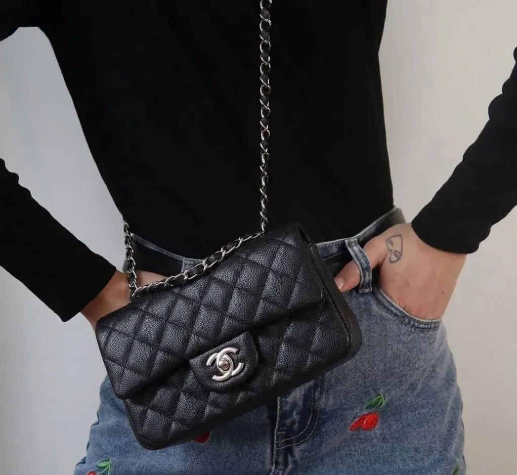 Chanel Classic Flap Bag Small Crossbody in Black Silver Hardware