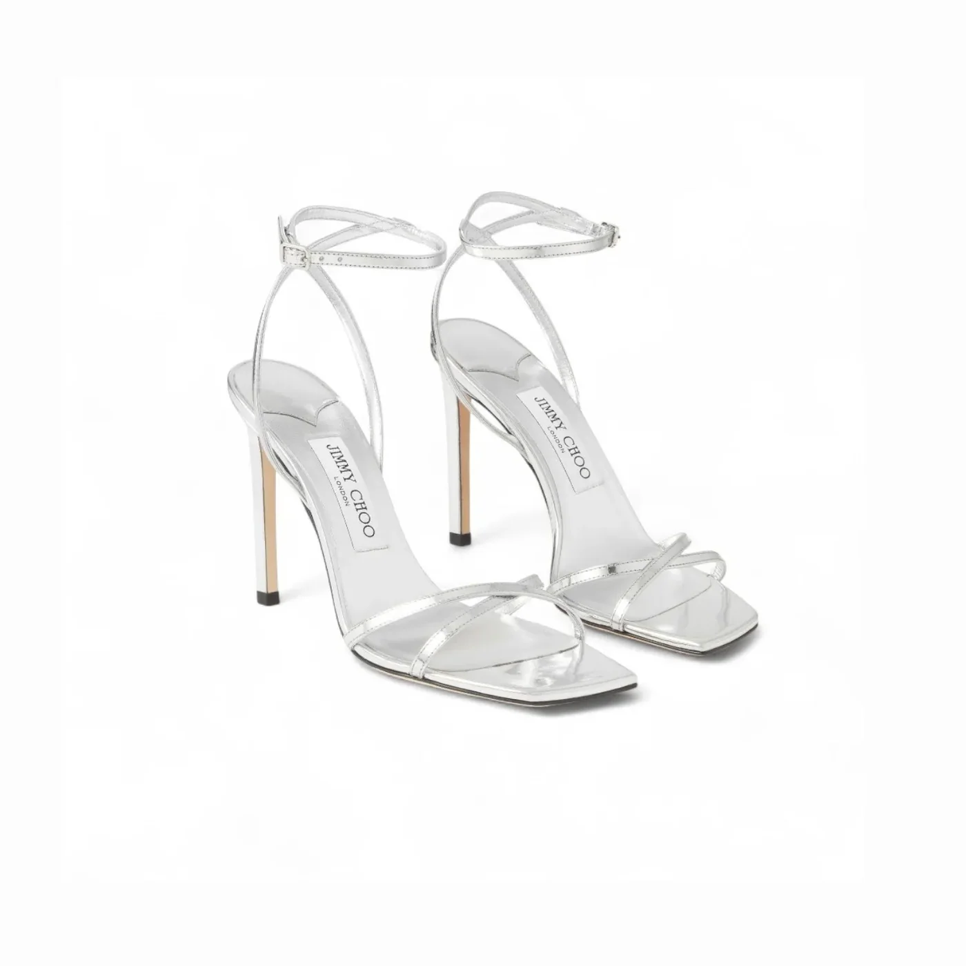 Jimmy Choo Metz 100 Metal Leather Sandal Silver METZ100QUI Jimmy Choo Metz 100 Metal Leather Sandal Silver METZ100QUI