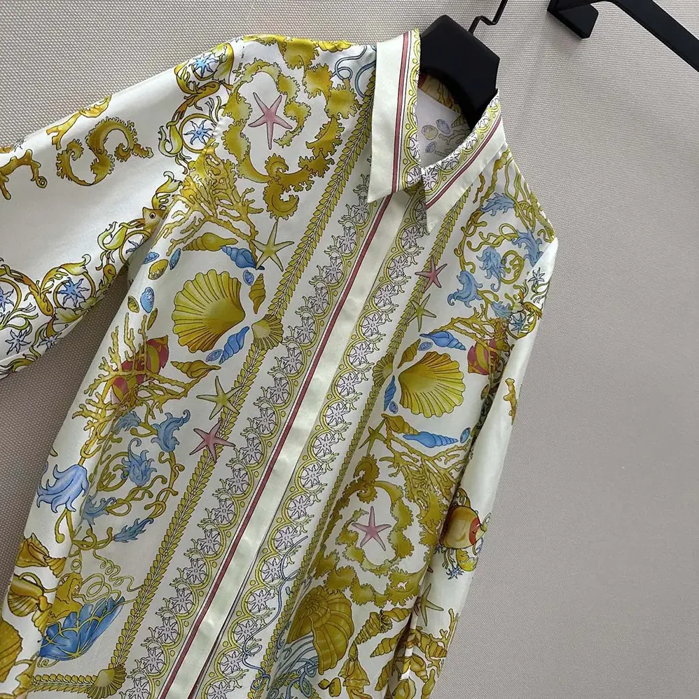 Versace Underwater Barocco Silk Shirt for Women