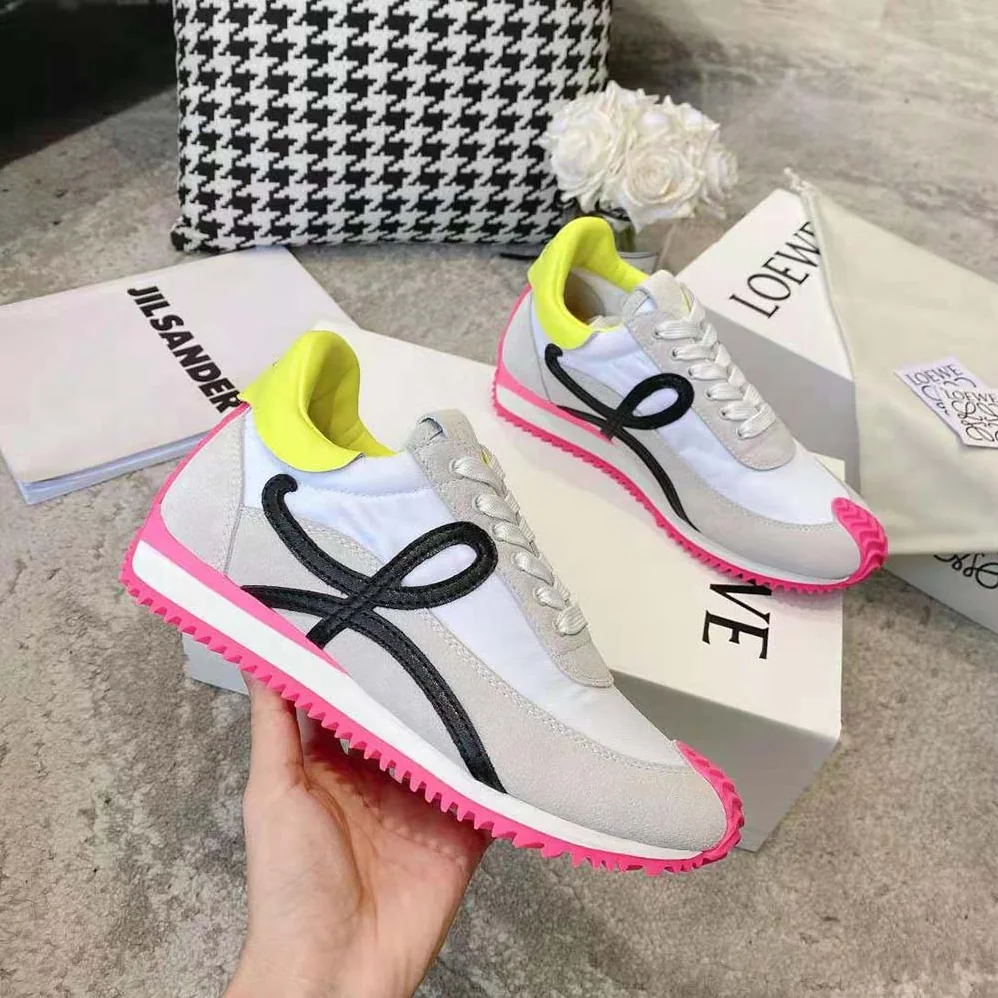 Loewe Flow Runner in Nylon and Suede for Women in Pink Loewe Flow Runner in Nylon and Suede for Women in Pink