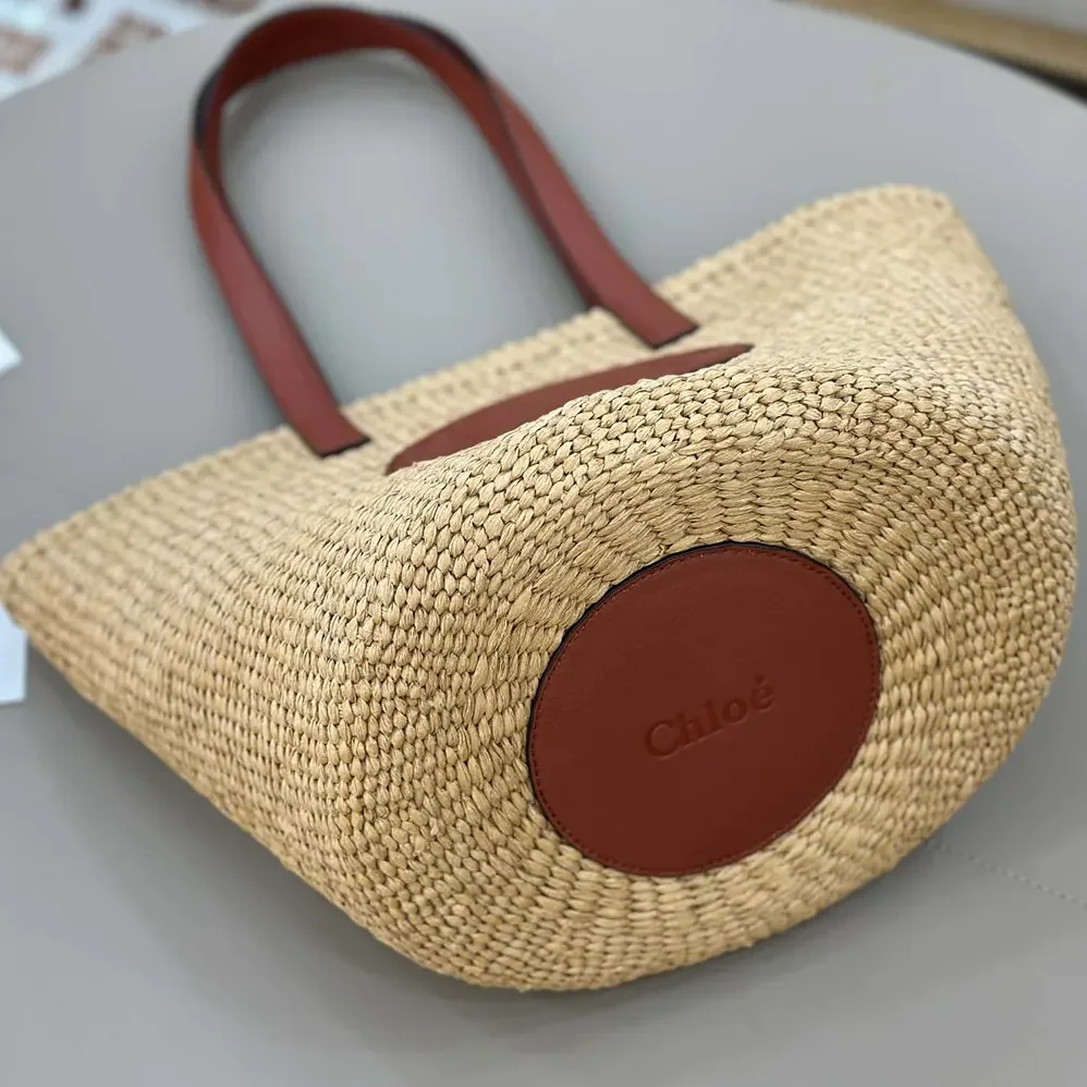 Chloe Large Horse Medal basket bag in Natural Fibers for Women in Brown Chloe Large Horse Medal basket bag in Natural Fibers for Women in Brown