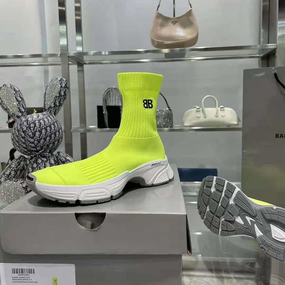 Balenciaga Speed 3.0 Sneaker in Neon Yellow Recycled Knit for Women