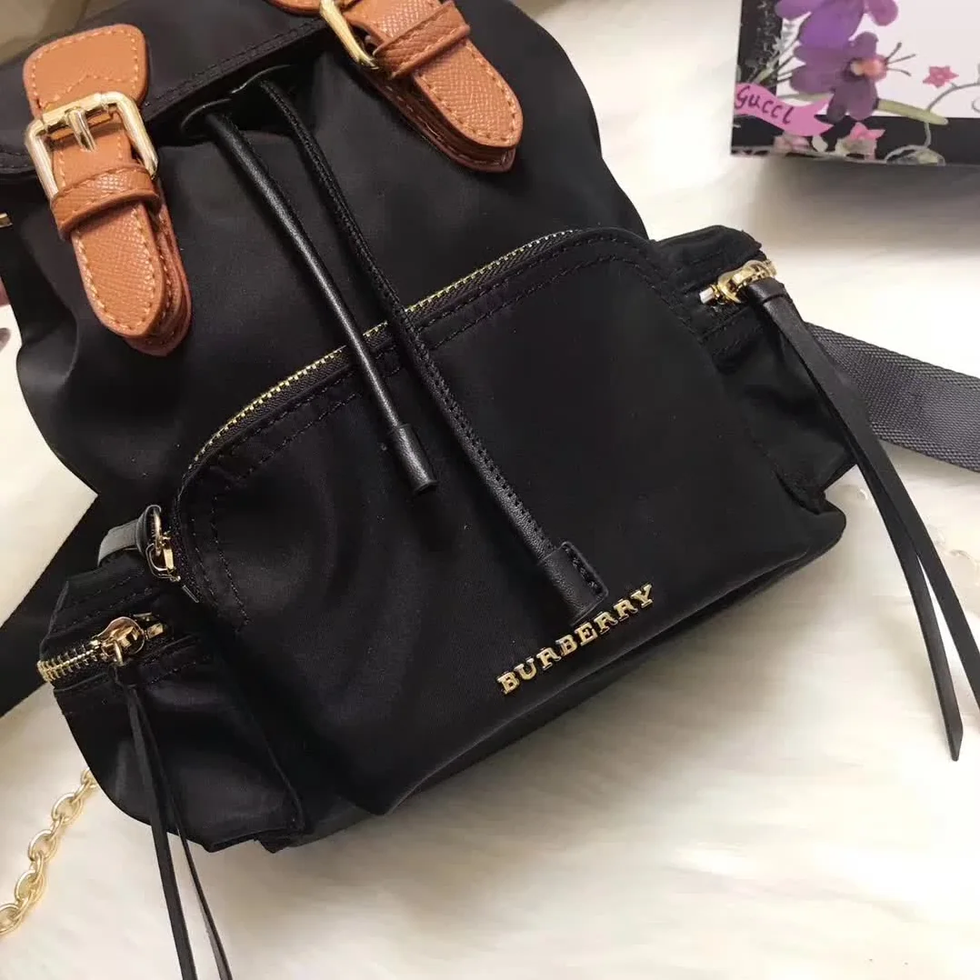 Burberry Medium Rucksack in Technical Nylon and Leather in Black Burberry Medium Rucksack in Technical Nylon and Leather in Black