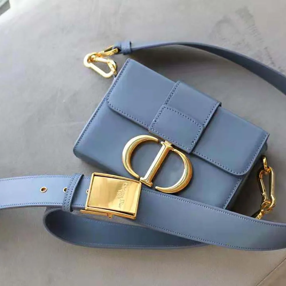 Dior 30 Montaigne Box Bag Denim Blue Box Calfskin for Women