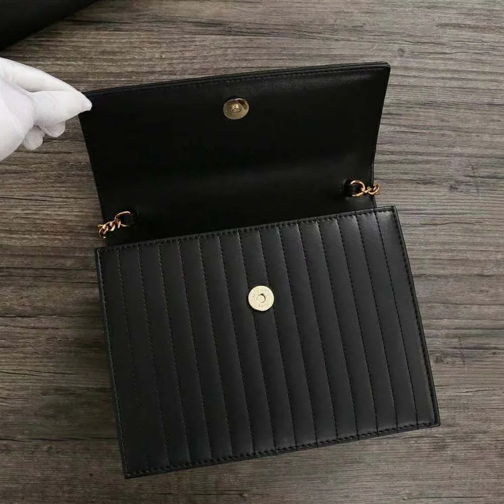 Saint Laurent YSL Victoire Chain Bag Crinkled Leather for Women in Black Saint Laurent YSL Victoire Chain Bag Crinkled Leather for Women in Black