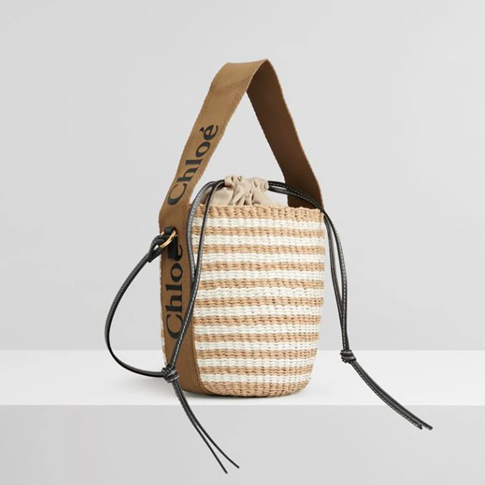 Chloe Small Woody Basket in Fair-Trade Paper with the Woody Ribbon for Women