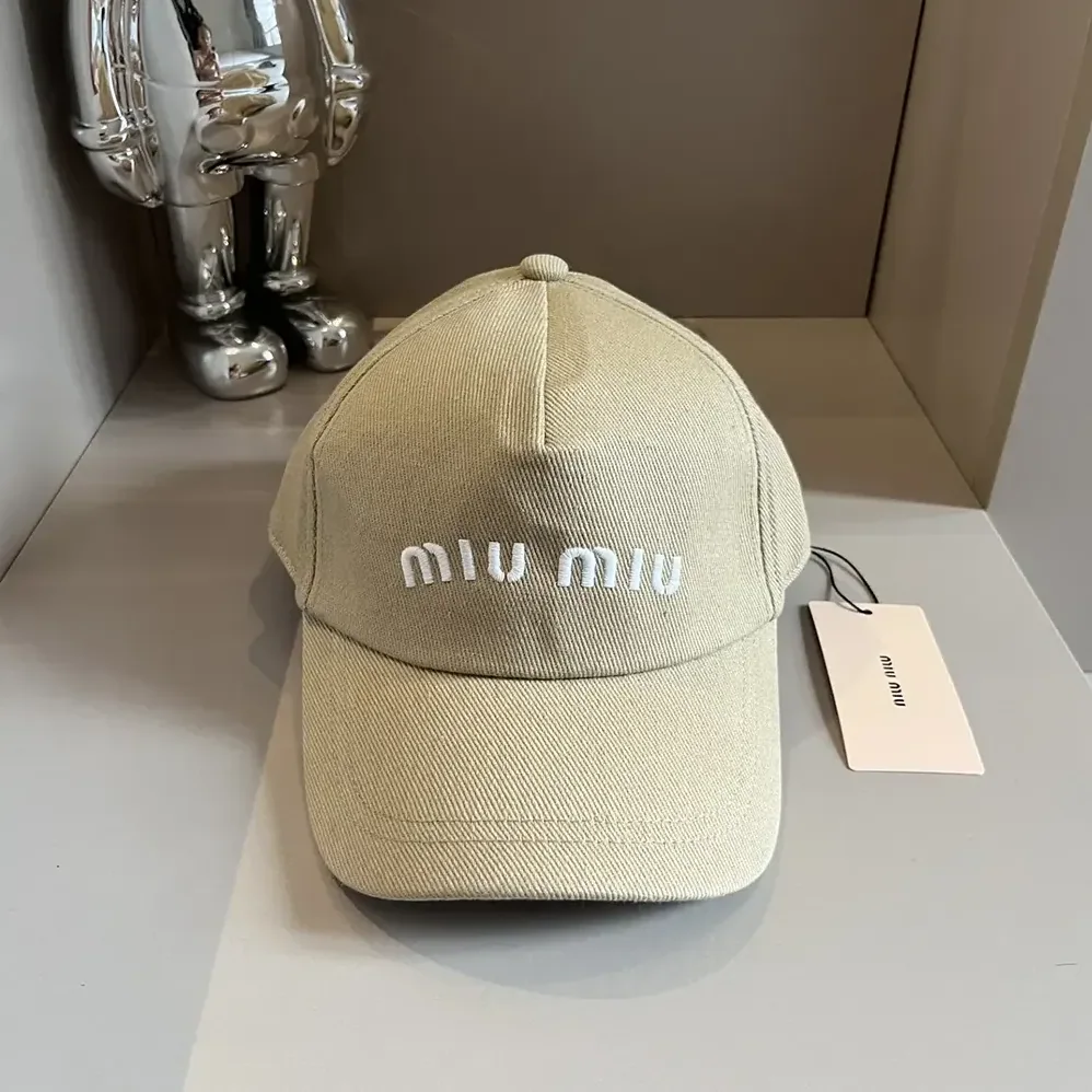 Miu Miu Drill Baseball Cap-Beige 5HC179_2DXI_F011P for Women