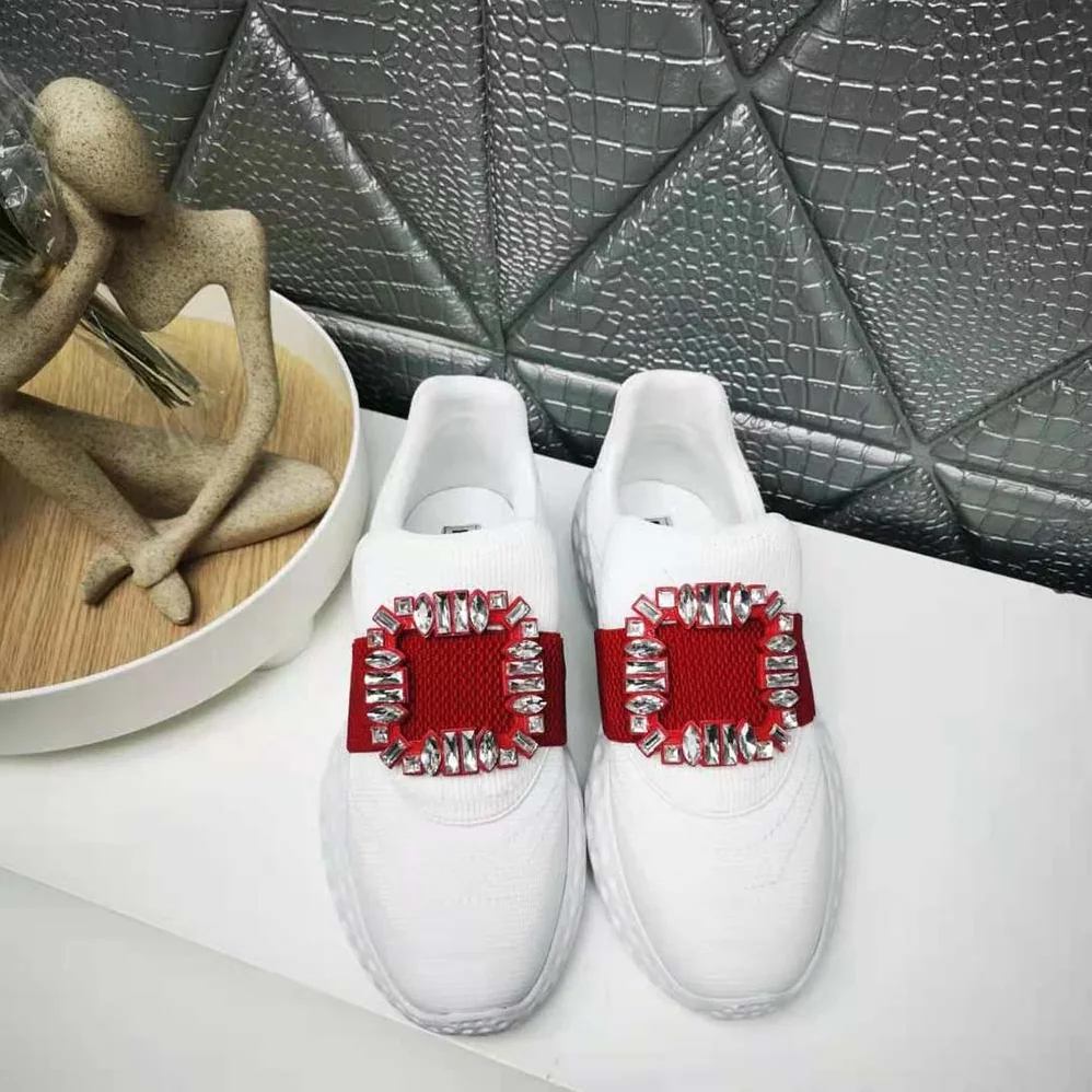 Roger Vivier Viv Run Light Strass Buckle Sneakers in Fabrics for Women Roger Vivier Viv Run Light Strass Buckle Sneakers in Fabrics for Women