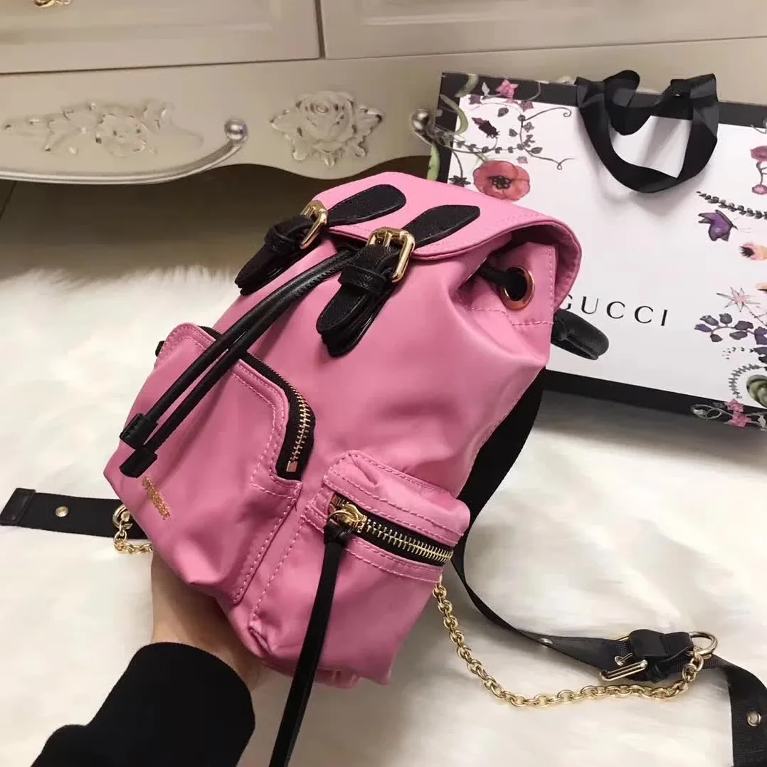 Burberry Medium Rucksack in Technical Nylon and Leather in Pink Burberry Medium Rucksack in Technical Nylon and Leather in Pink