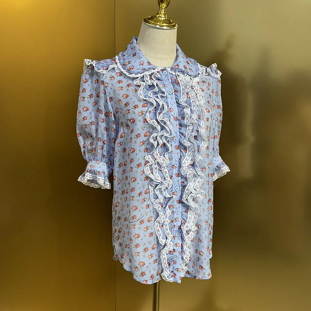 Dolce Gabbana D&G Small Rose for Women in Print Chiffon Shirt